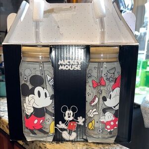 Mickey and Minnie Tumbler Set with Straws and lids - Red, Black, White